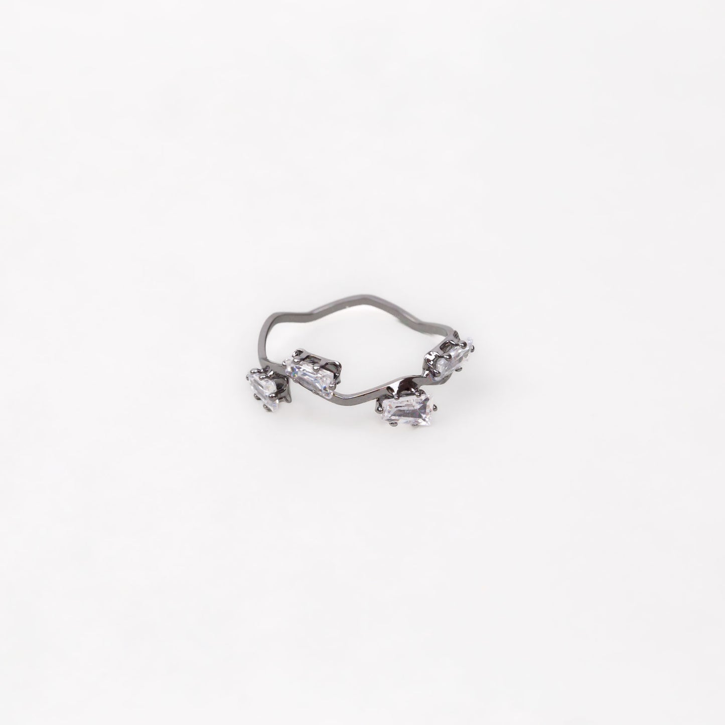 Inel ondulat cu pietre delicate - Gri Antracit