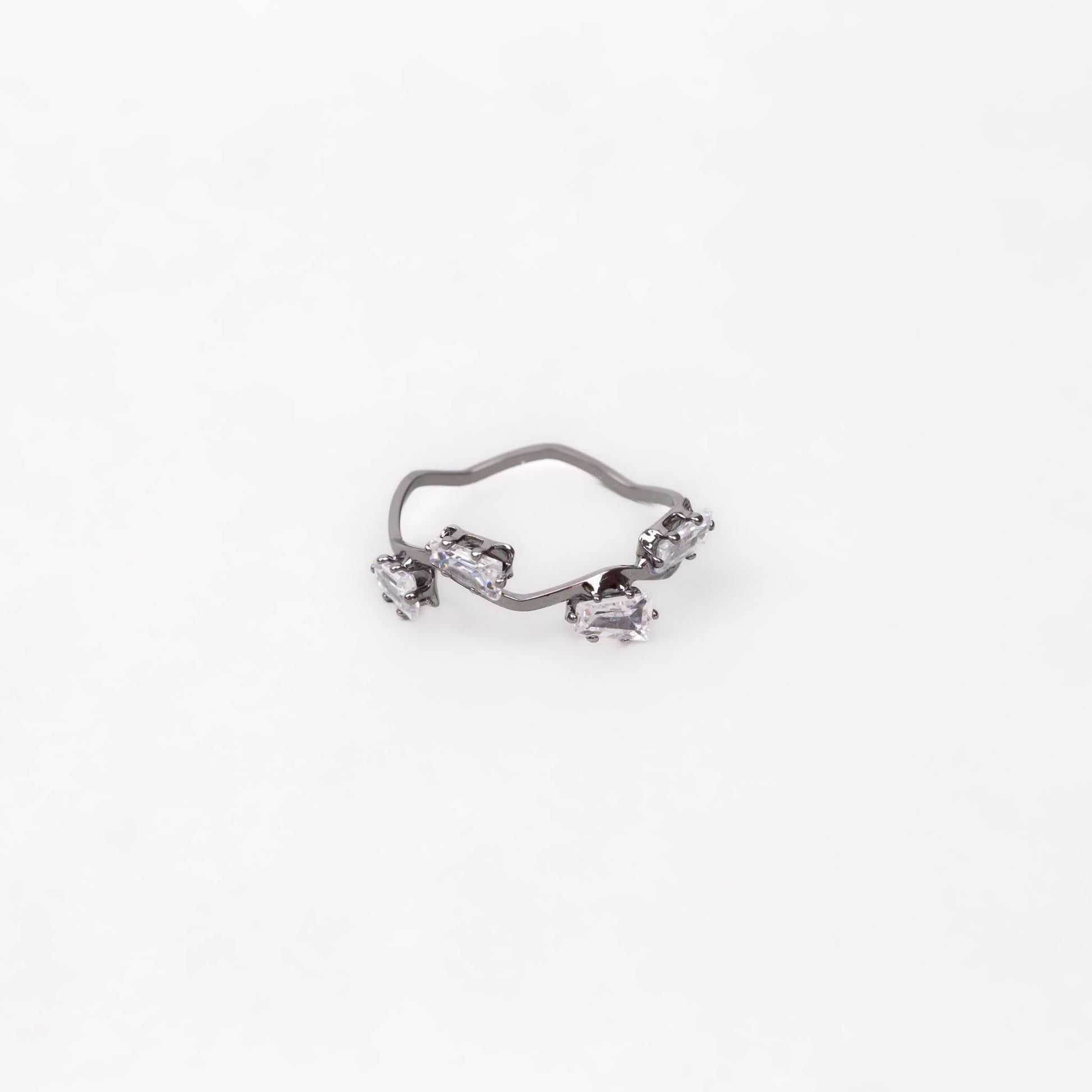 Inel ondulat cu pietre delicate - Gri Antracit