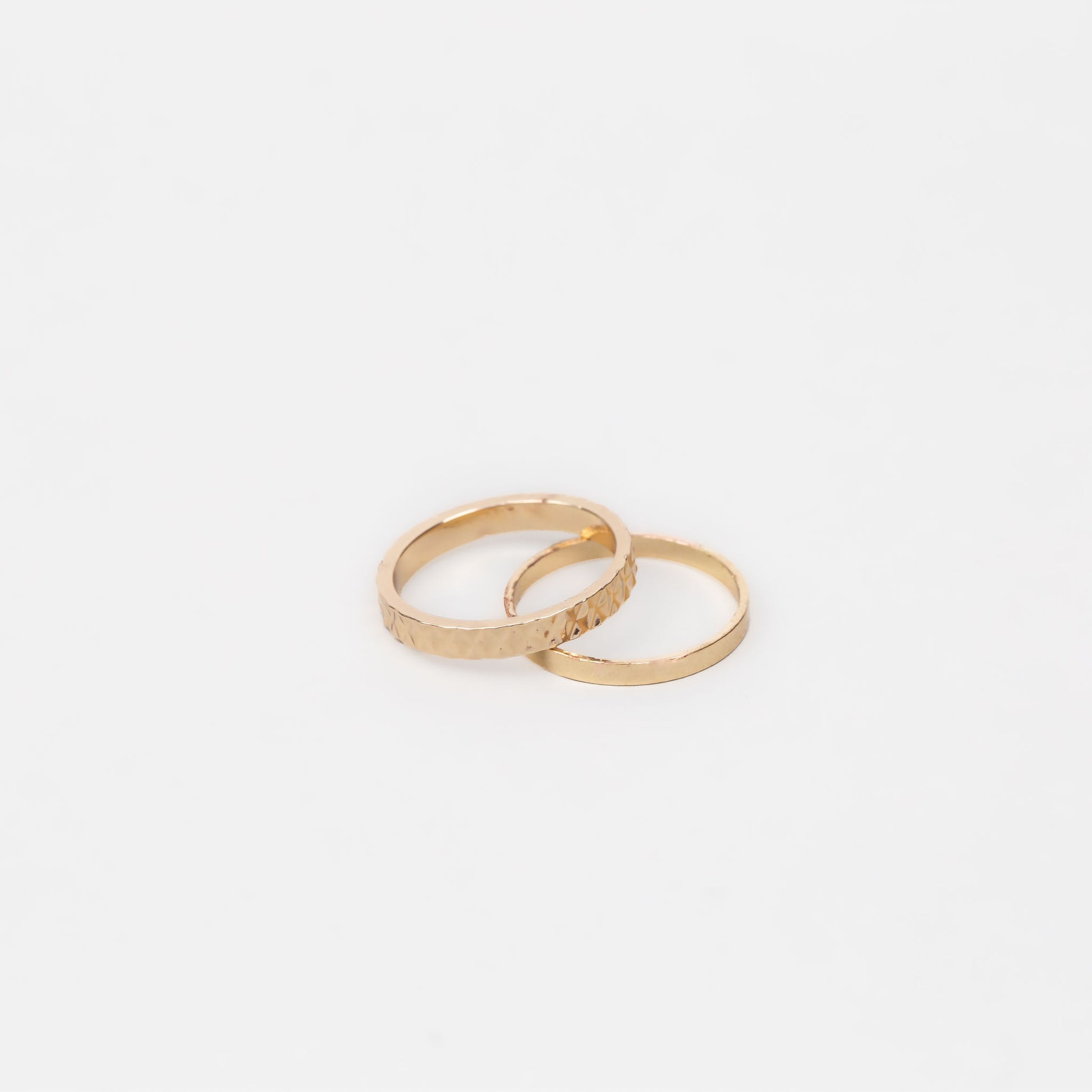 Inele simple în stil minimal cu forme de diamant, set 2 buc - Auriu