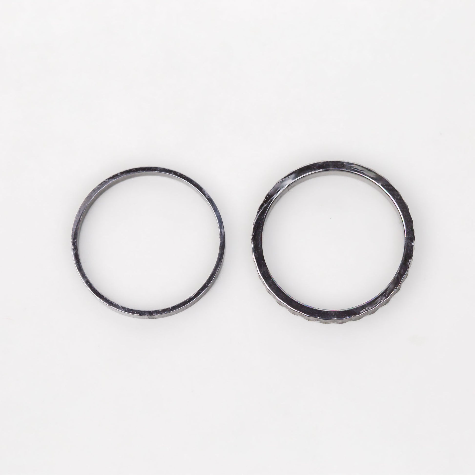 Inele simple în stil minimal cu forme de diamant, set 2 buc - Negru