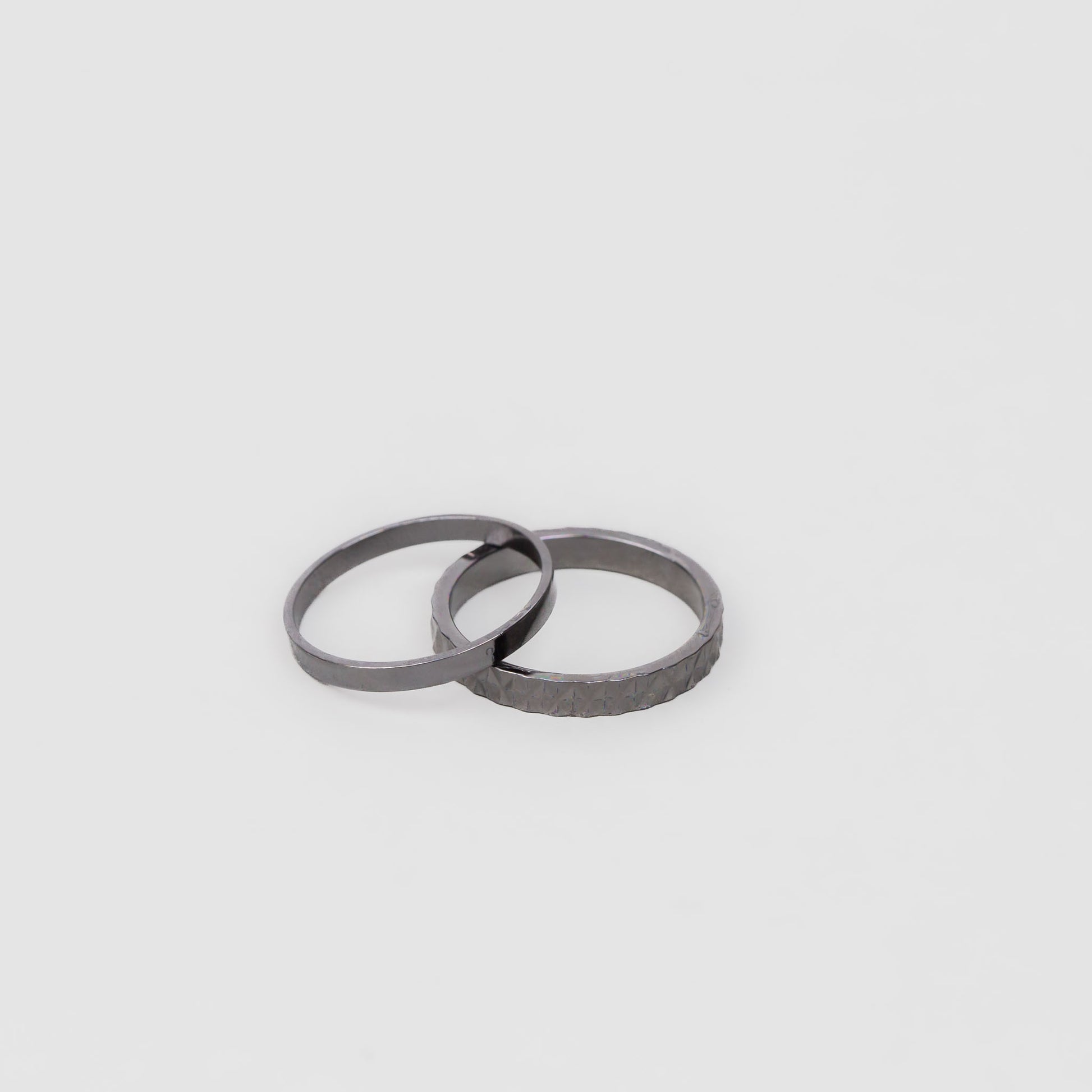 Inele simple în stil minimal cu forme de diamant, set 2 buc - Negru