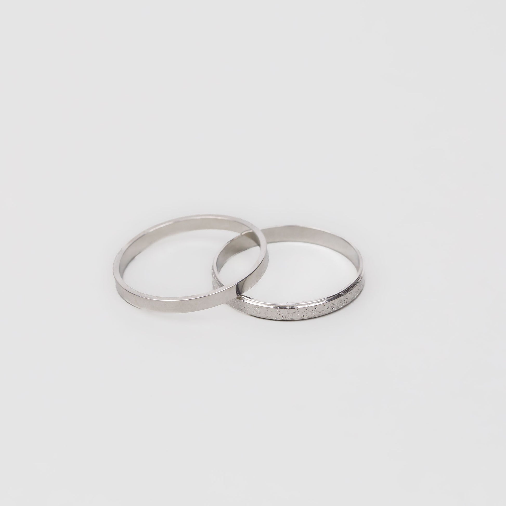 Inele simple în stil minimal, set 2 buc - Argintiu