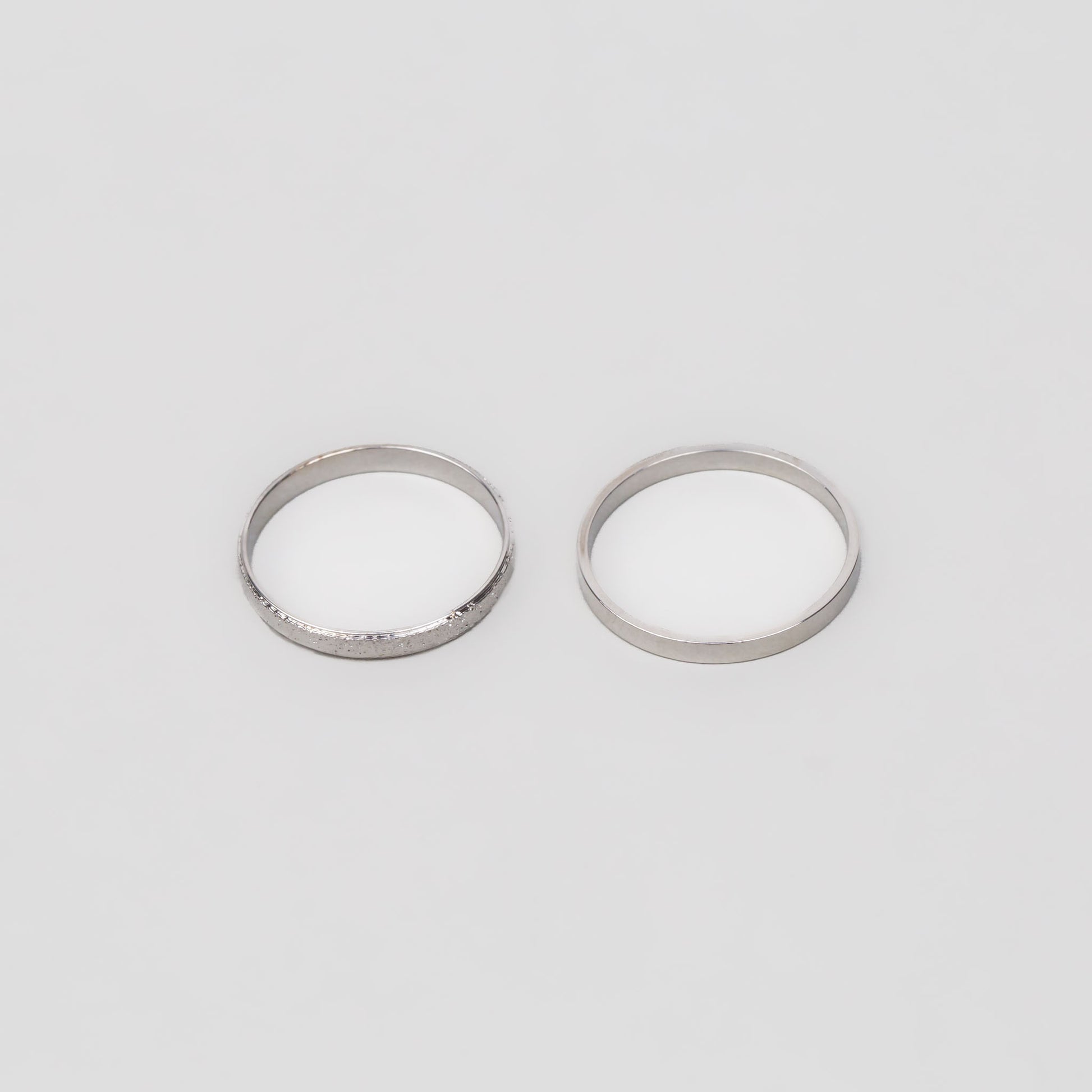 Inele simple în stil minimal, set 2 buc - Argintiu