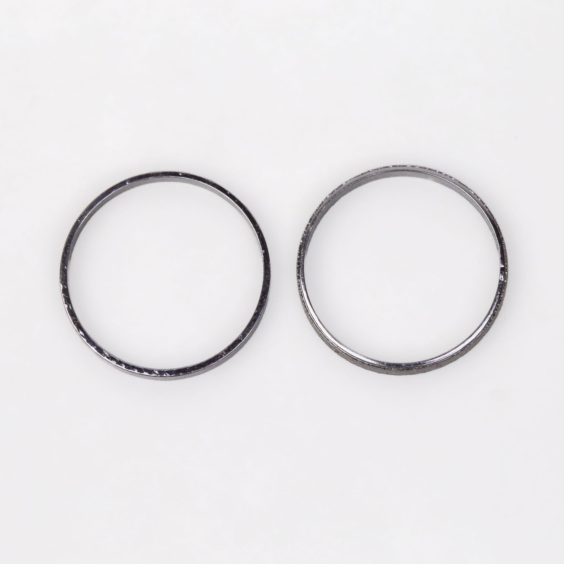 Inele simple în stil minimal, set 2 buc - Negru