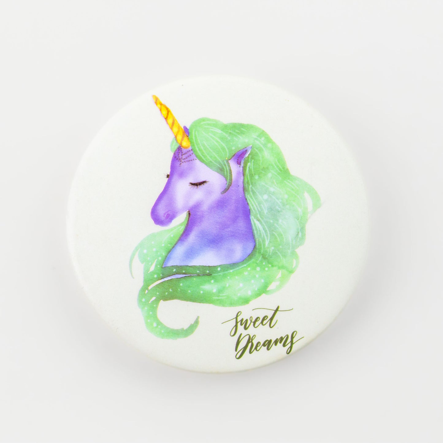 Oglindă de poșetă, formă rotundă cu 2 părți, model unicorn - Dreams