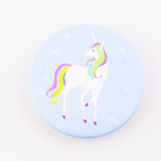 Oglindă de poșetă, formă rotundă cu 2 părți, model unicorn - Magic