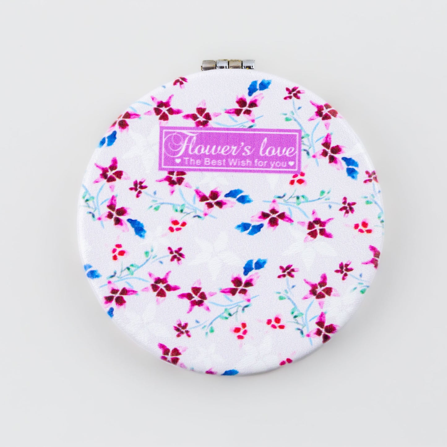 Oglindă de poșetă, formă rotundă cu 2 părți, model wall flowers - 1