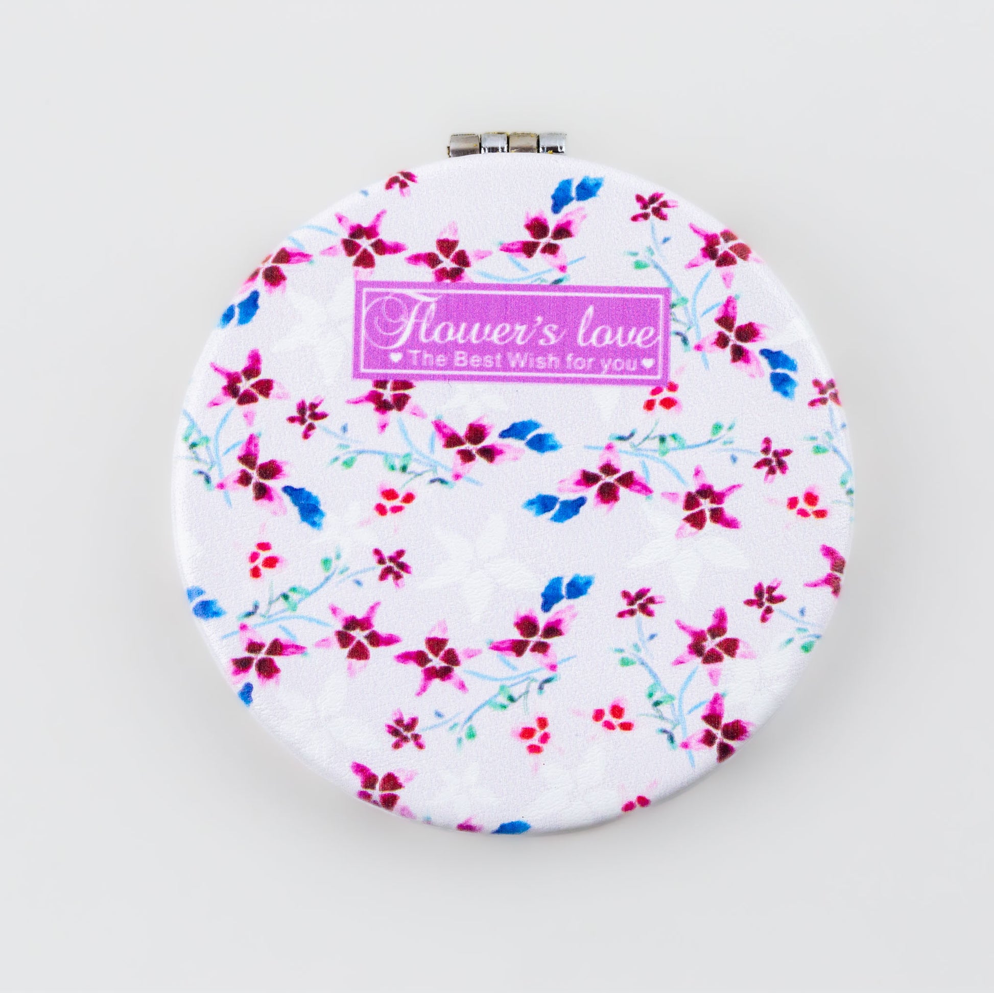 Oglindă de poșetă, formă rotundă cu 2 părți, model wall flowers - 1