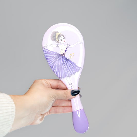 Perie de păr ovală cu imprimeu Visuri de balerină - Mov