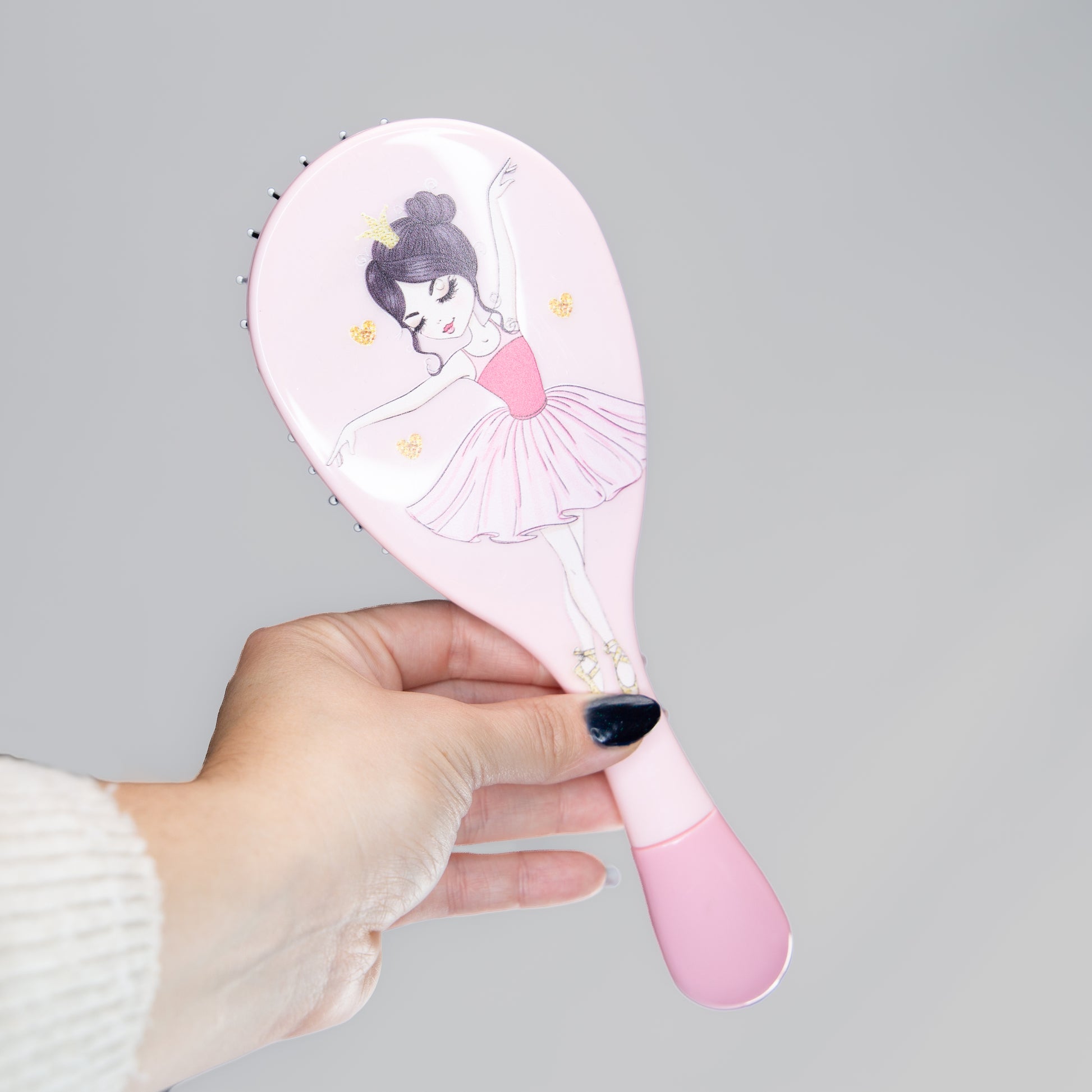 Perie de păr ovală cu imprimeu Visuri de balerină - Roz