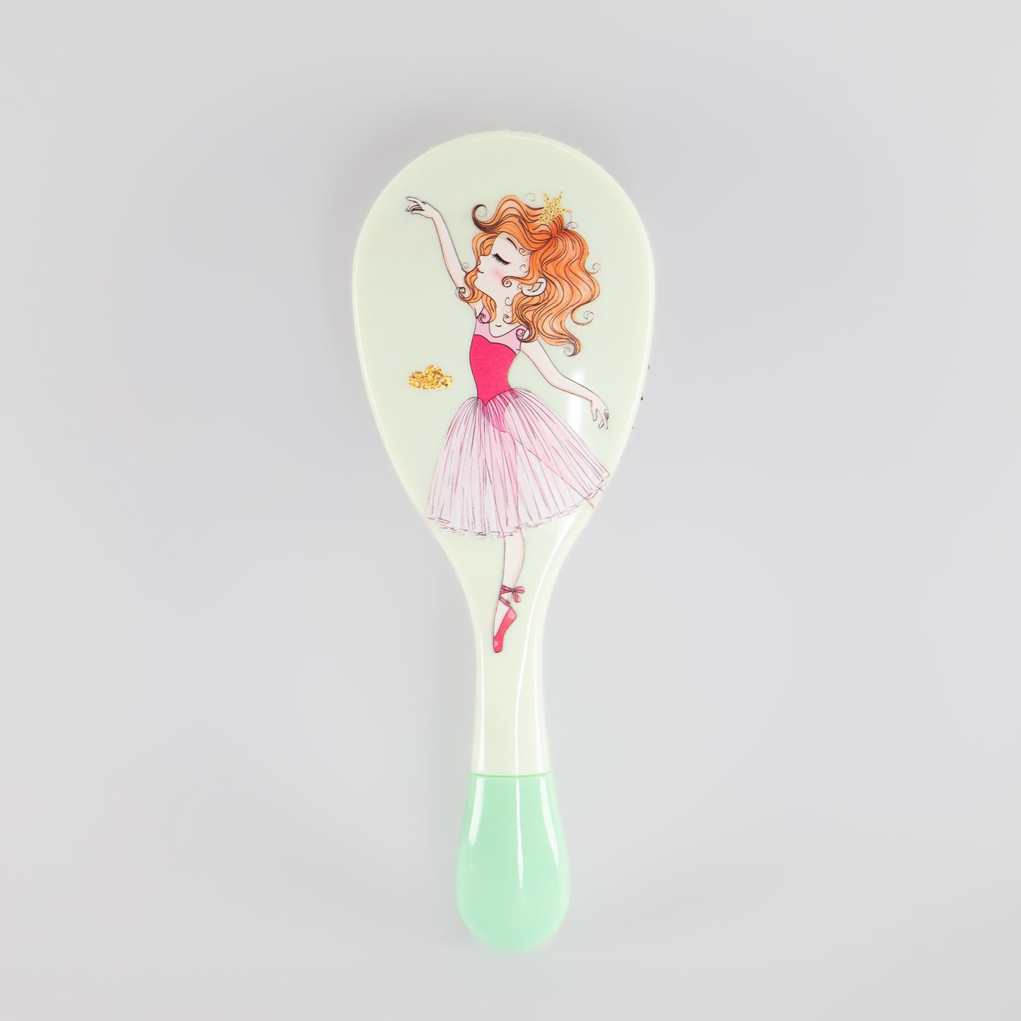Perie de păr ovală cu imprimeu Visuri de balerină - Verde