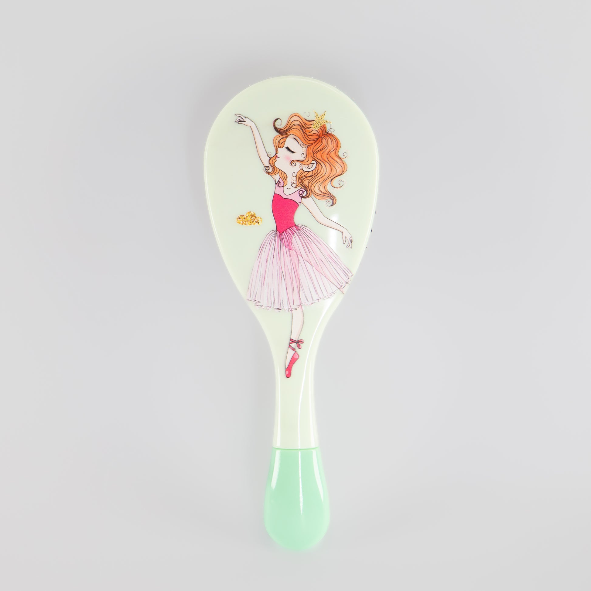 Perie de păr ovală cu imprimeu Visuri de balerină - Verde