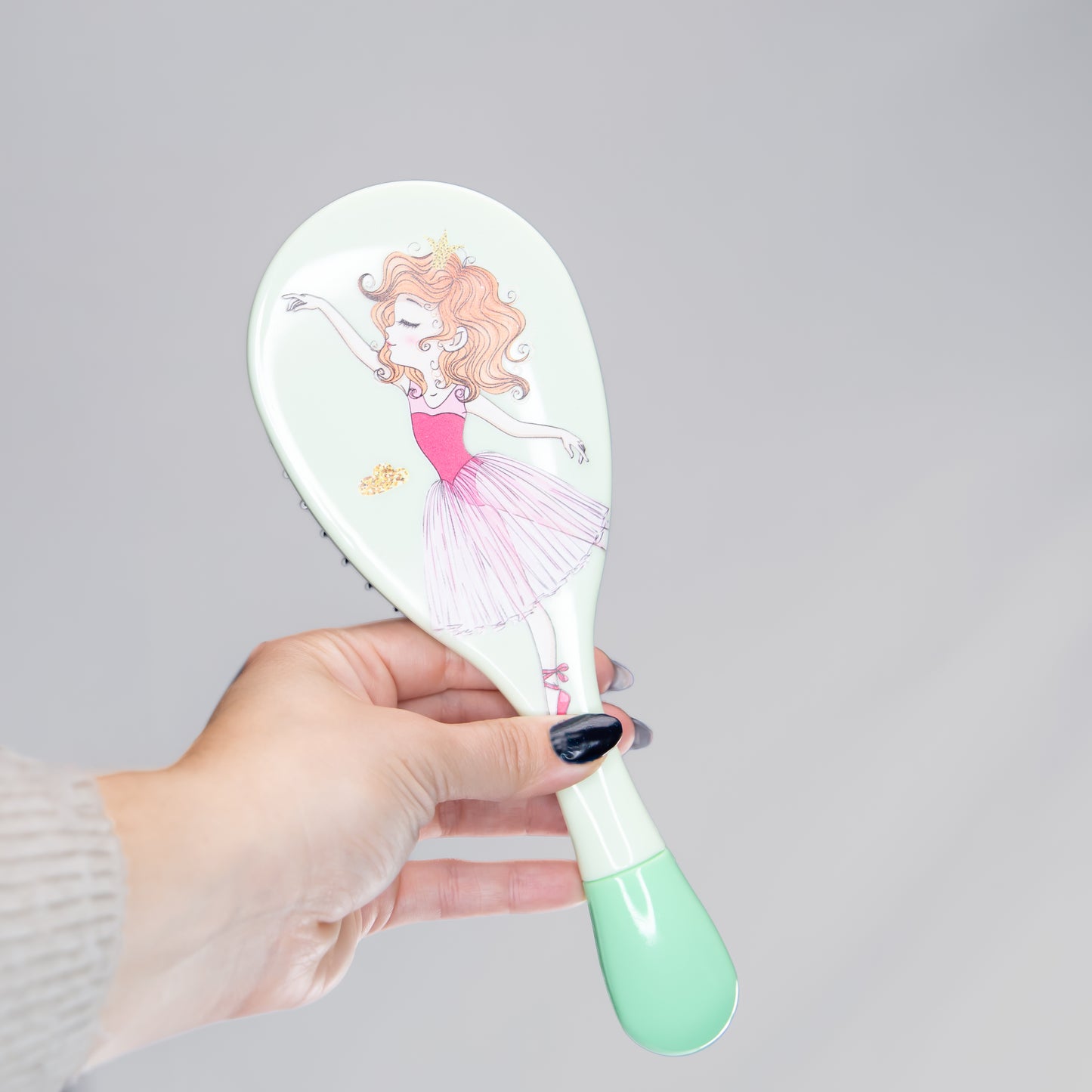 Perie de păr ovală cu imprimeu Visuri de balerină - Verde