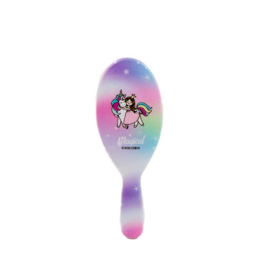 Perie mică pentru descurcat părul copii, ovală cu imprimeu - Unicorn Princess