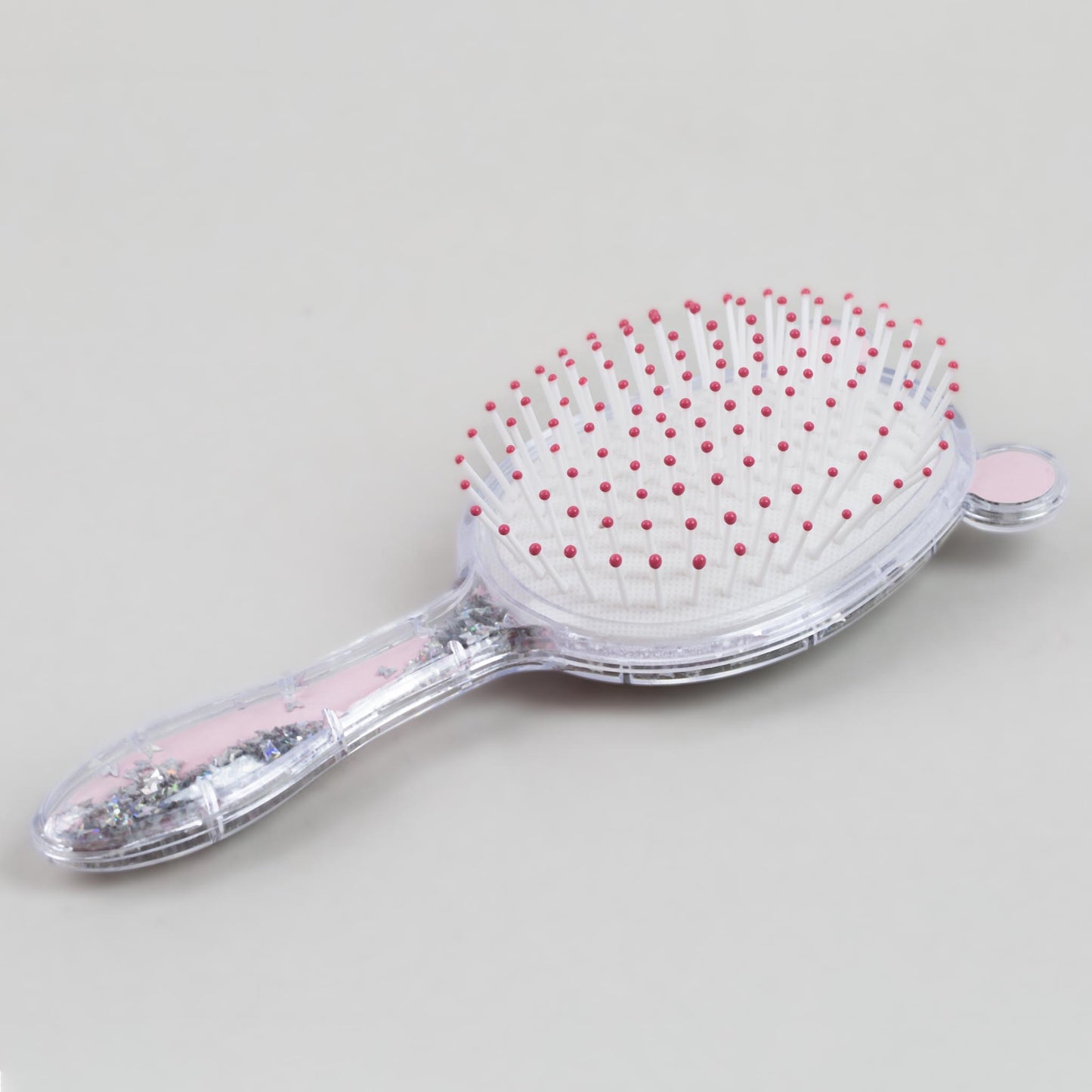 Perie păr copii cu formă de ursuleț, transparent cu confetti - Blush Bear