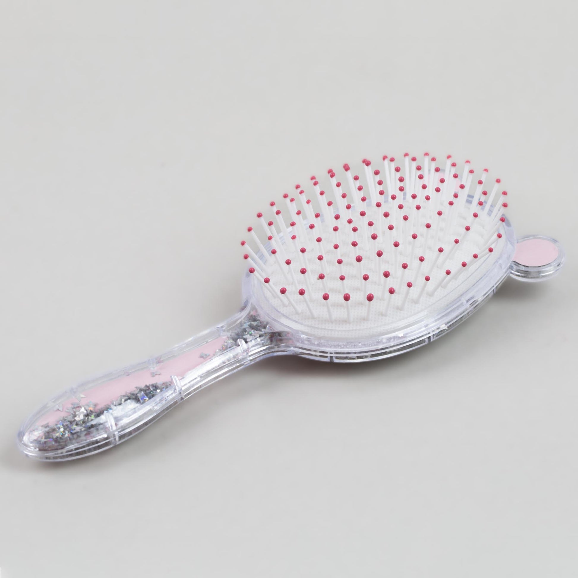 Perie păr copii cu formă de ursuleț, transparent cu confetti - Blush Bear