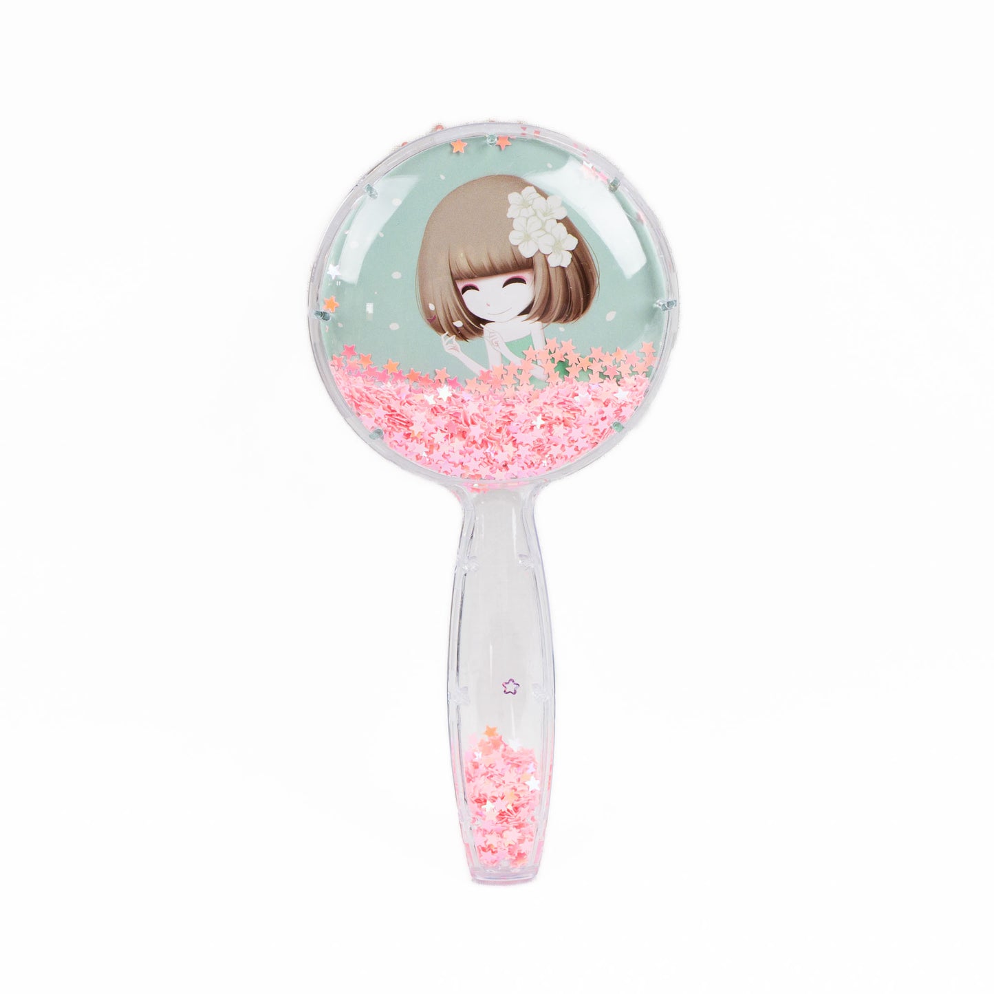 Perie păr copii cu formă rotundă, transparent cu confetti - Anime Girl 1