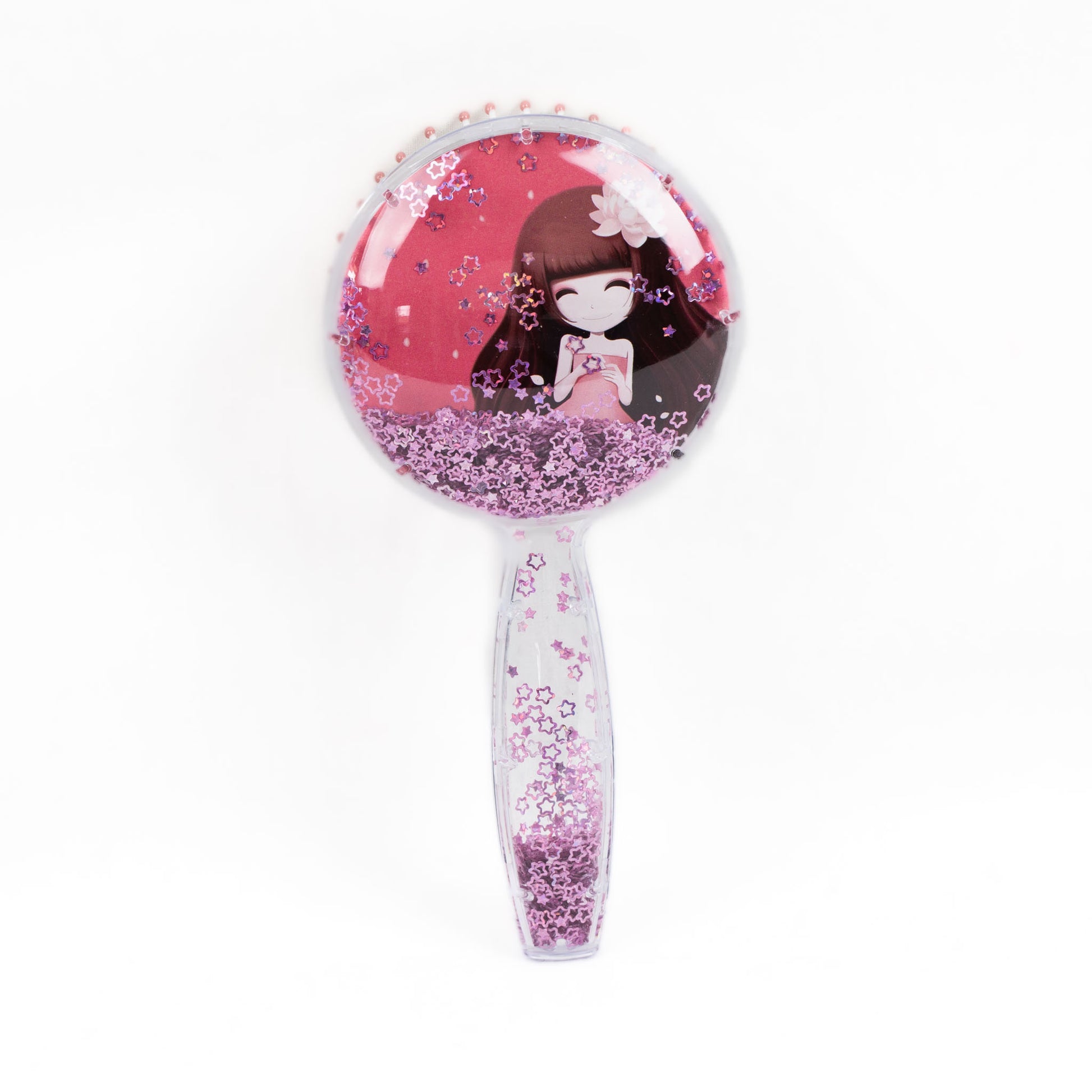 Perie păr copii cu formă rotundă, transparent cu confetti - Anime Girl 3