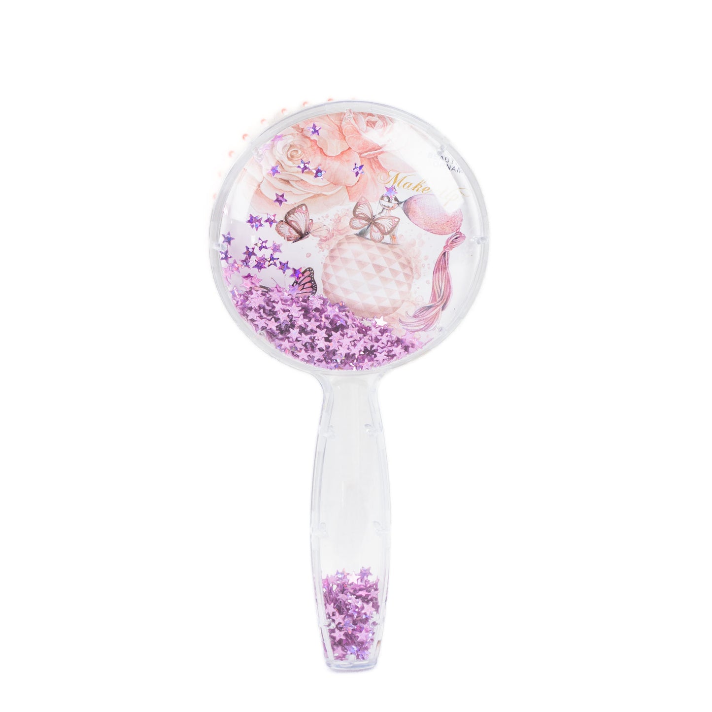 Perie păr copii cu formă rotundă, transparent cu confetti - Beauty