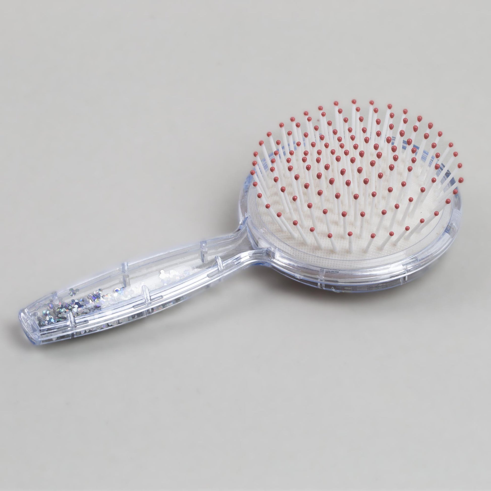 Perie păr copii cu formă rotundă, transparent cu confetti - Kiss