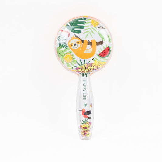 Perie păr copii cu formă rotundă, transparent cu confetti - Lenes Fericit