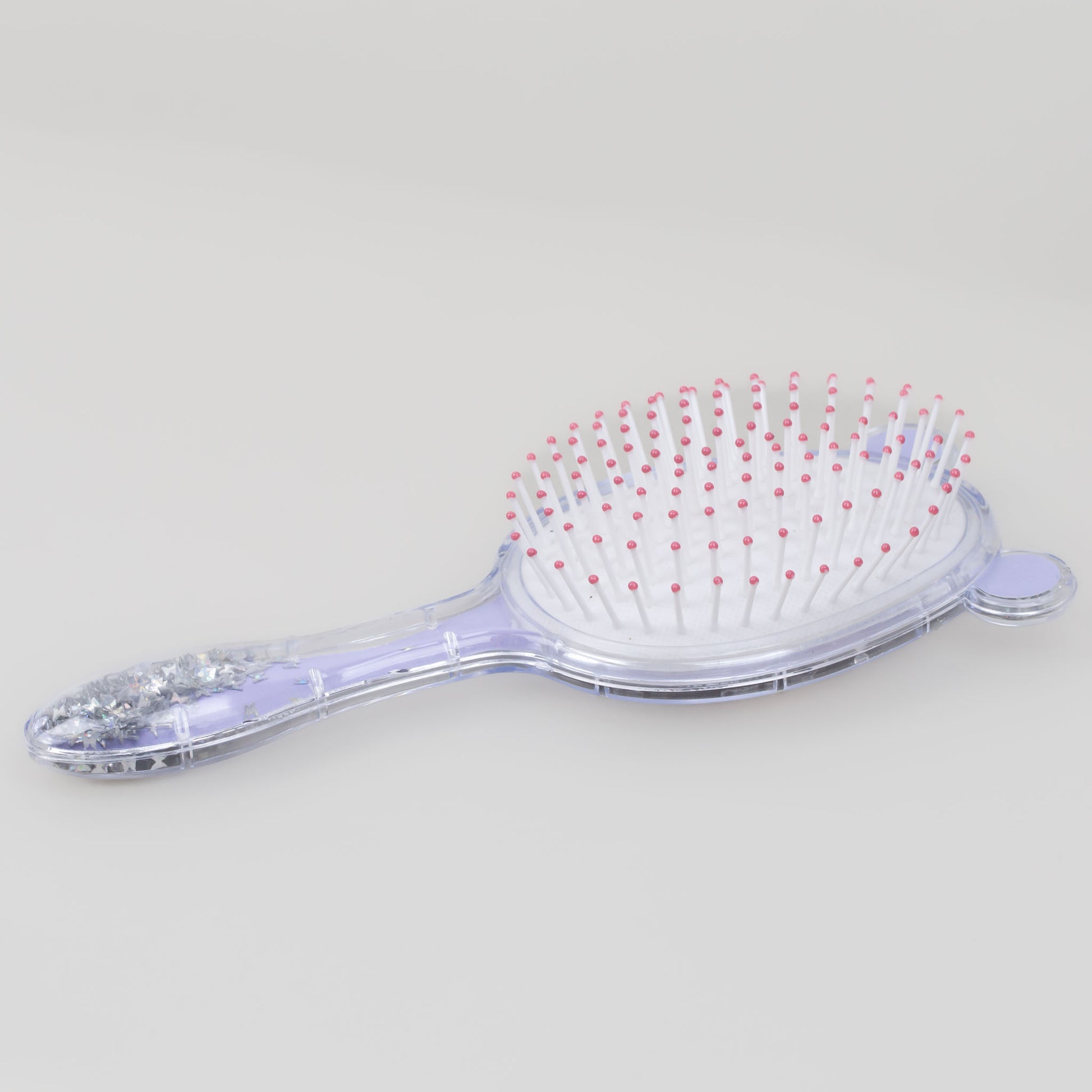 Perie păr copii cu urechi mici, transparent cu confetti argintii - Unicorn Flower, Albastru