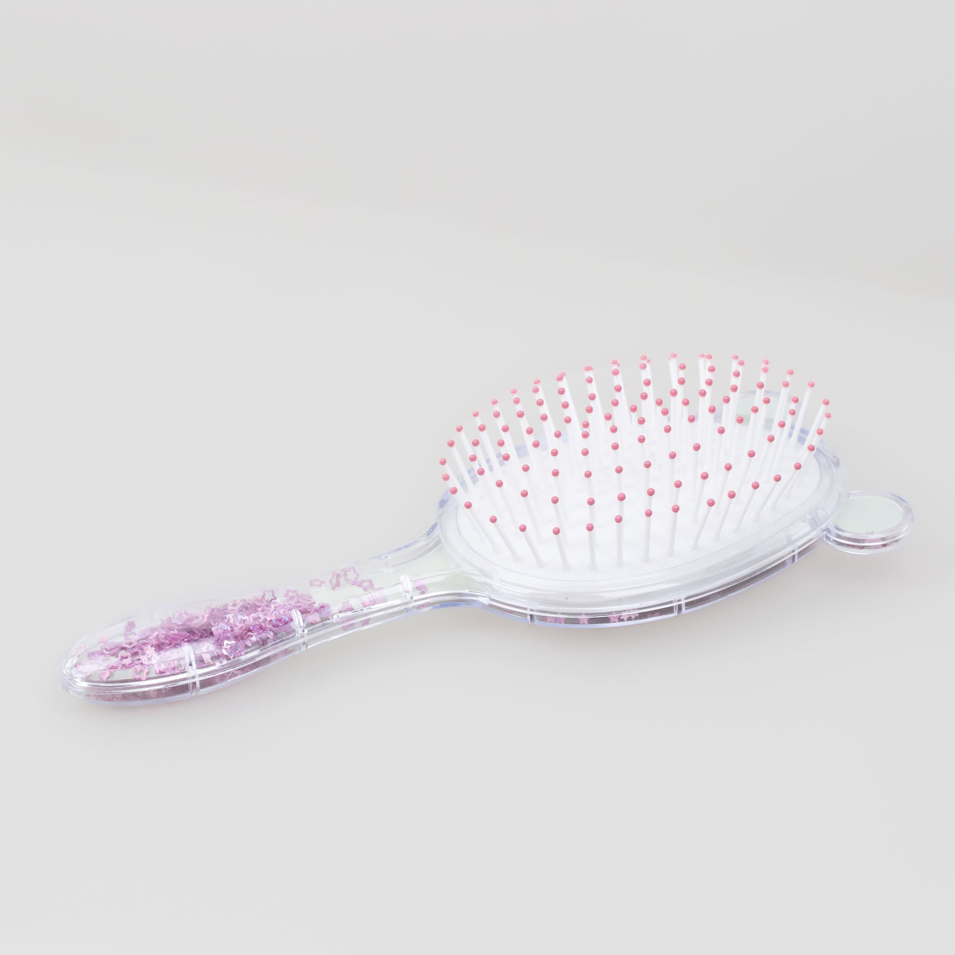 Perie păr copii cu urechi mici, transparent cu confetti mov - Unicorn Flower, Verde