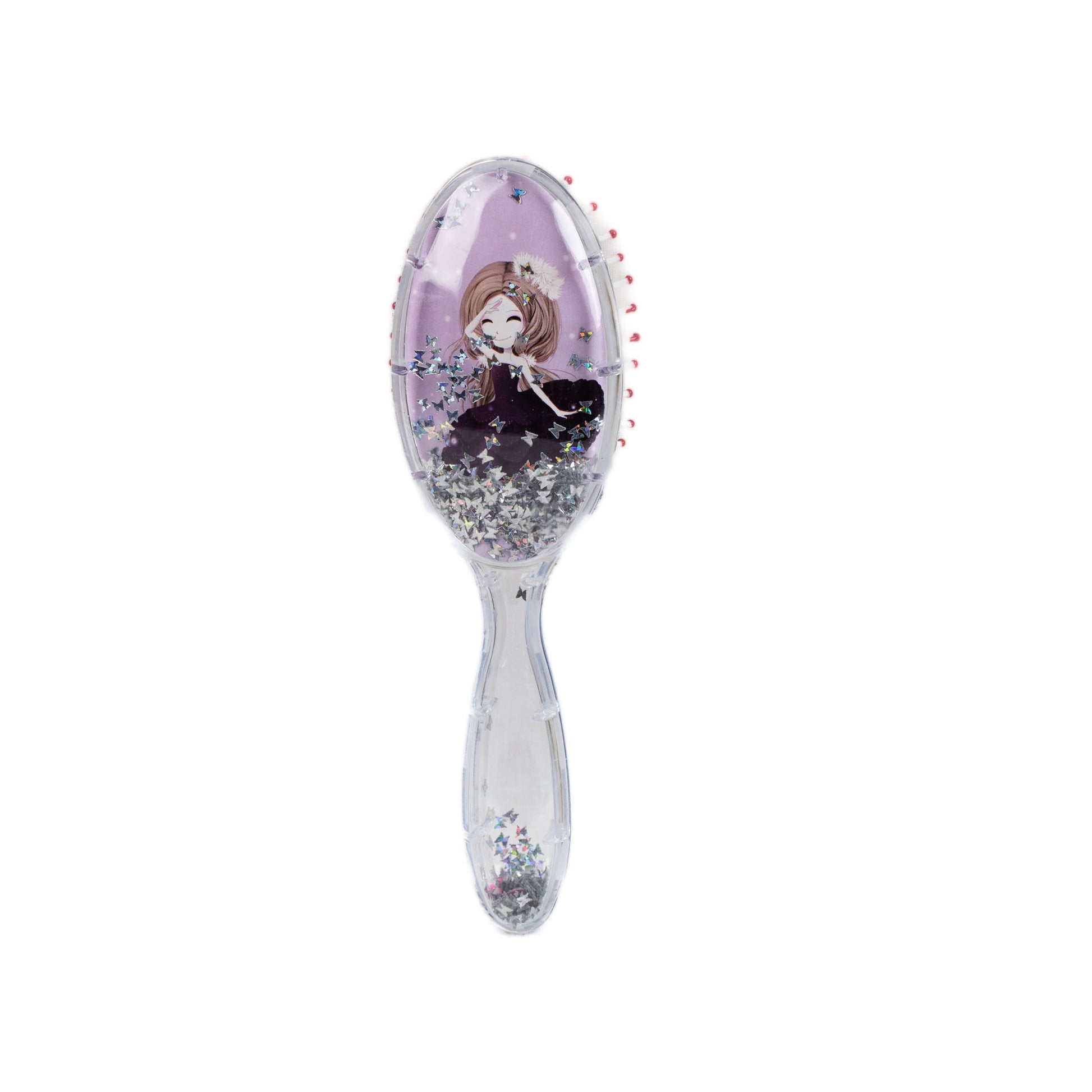 Perie păr copii ovală, transparent cu confetti - Anime Girl 1