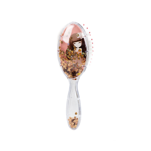 Perie păr copii ovală, transparent cu confetti - Anime Girl 4