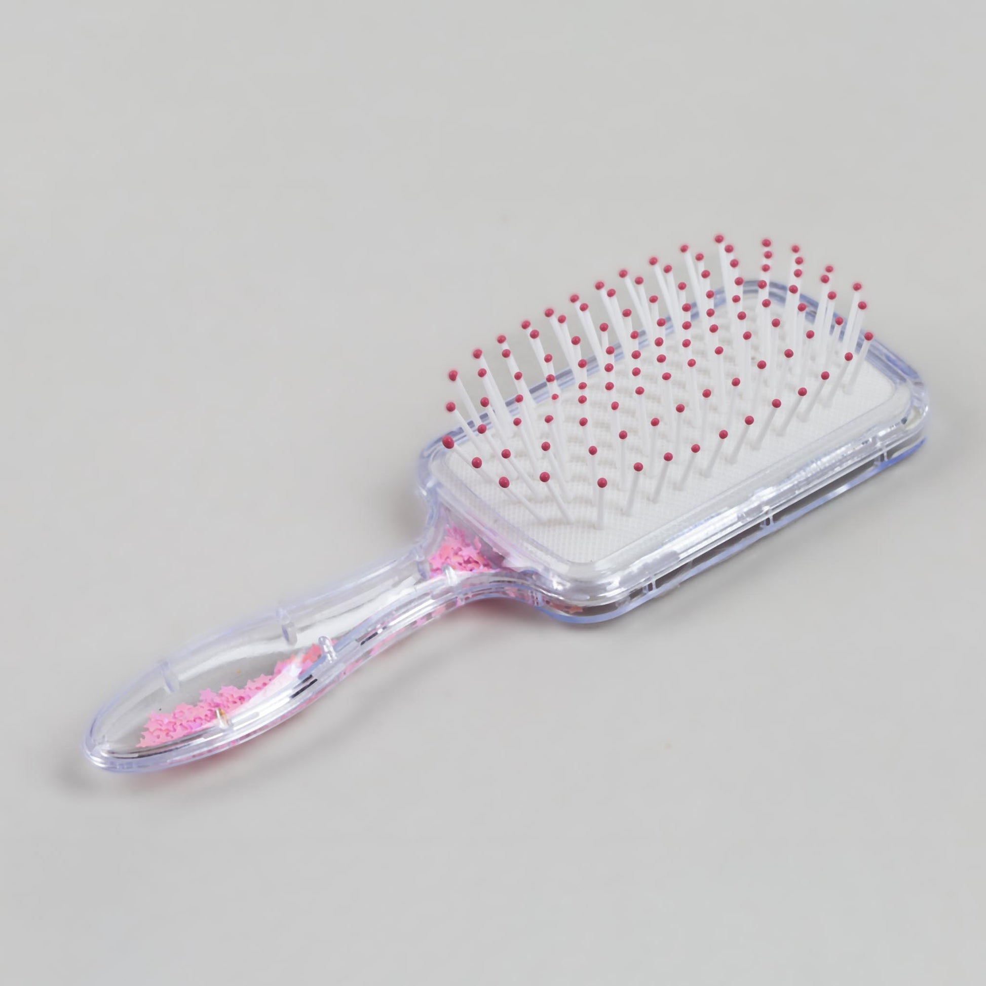 Perie păr copii pătrată, transparent cu confetti - Bufnite Cool