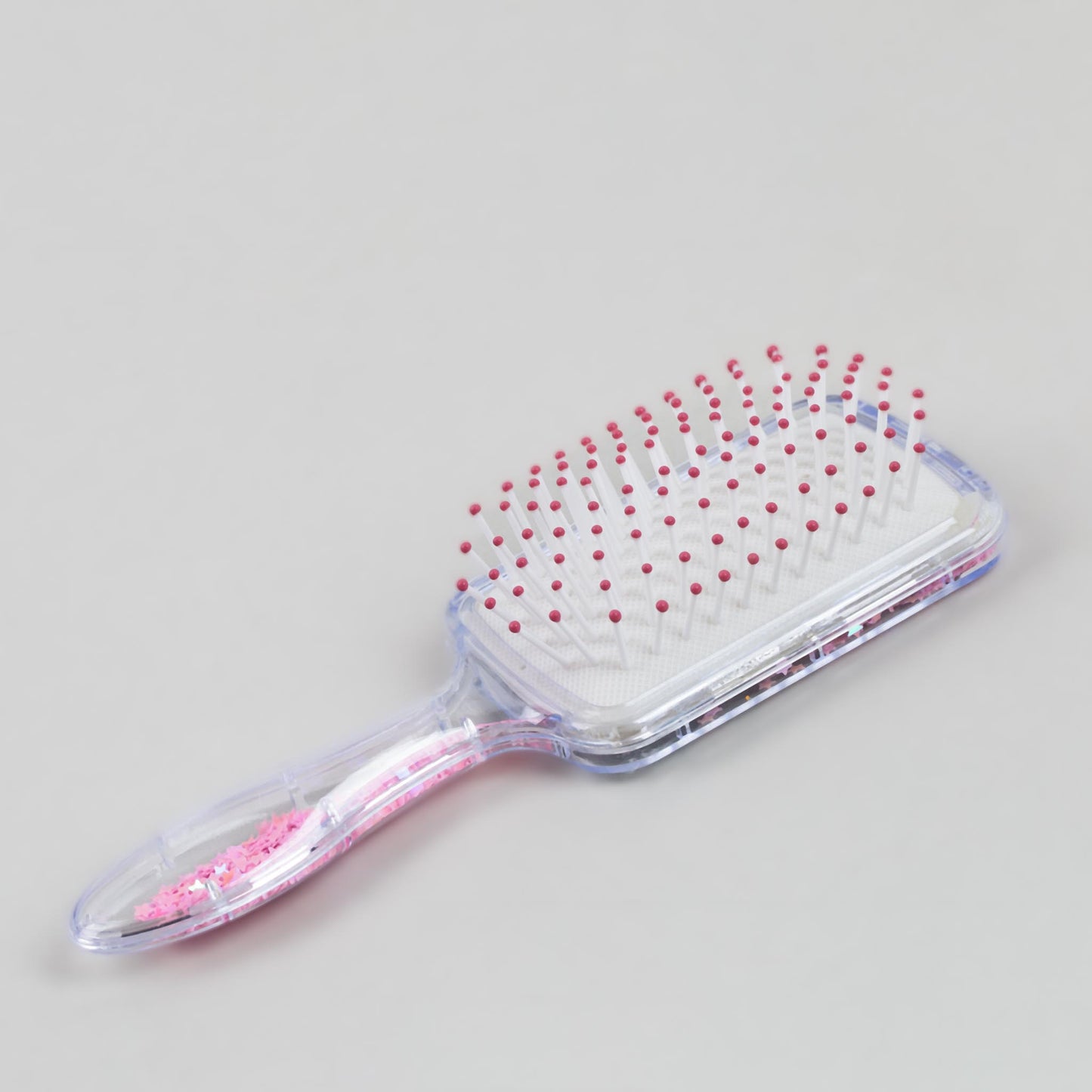 Perie păr copii pătrată, transparent cu confetti - Butterfly Fantasy 1
