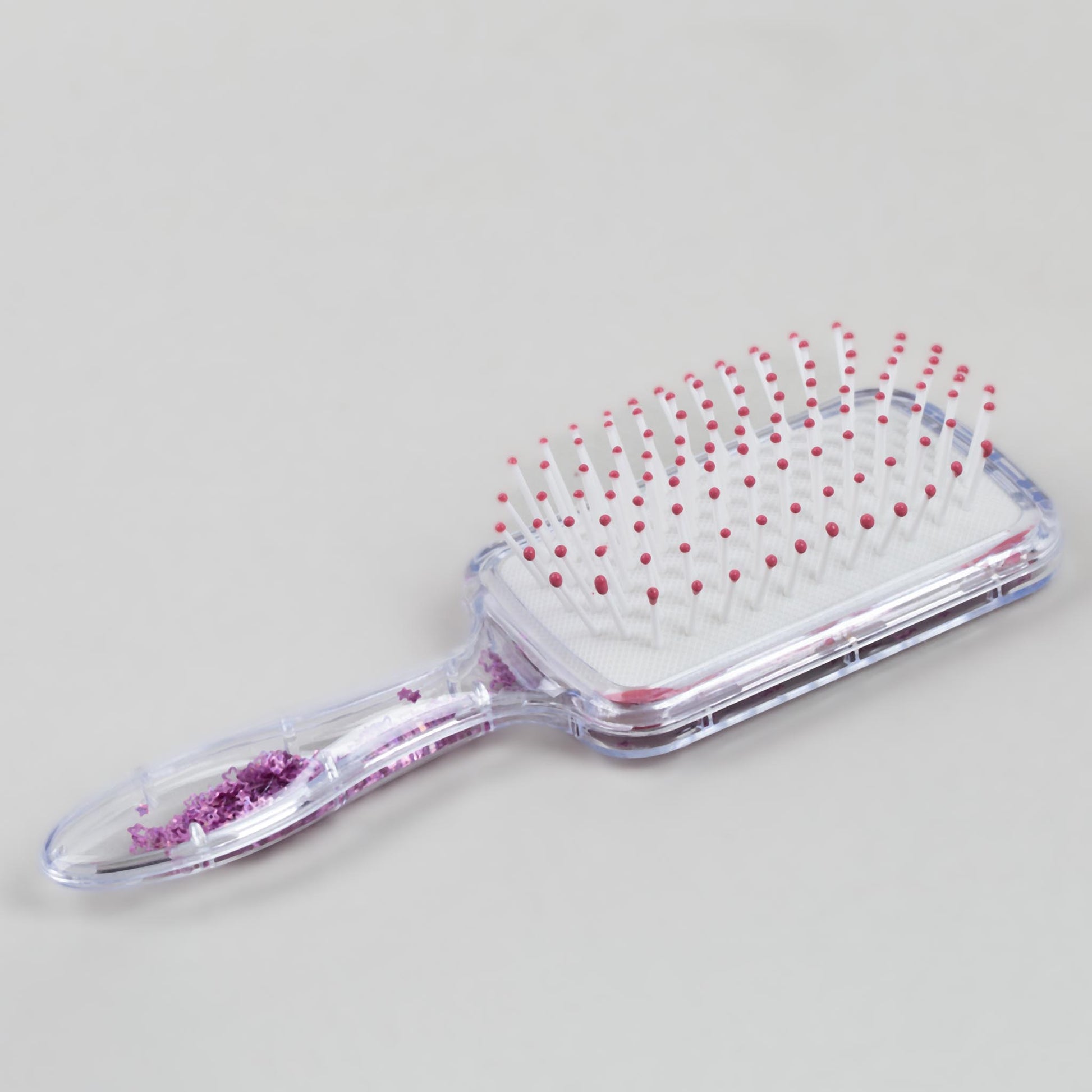 Perie păr copii pătrată, transparent cu confetti - Butterfly Fantasy 3