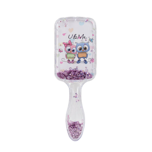 Perie păr copii pătrată, transparent cu confetti - U&Me