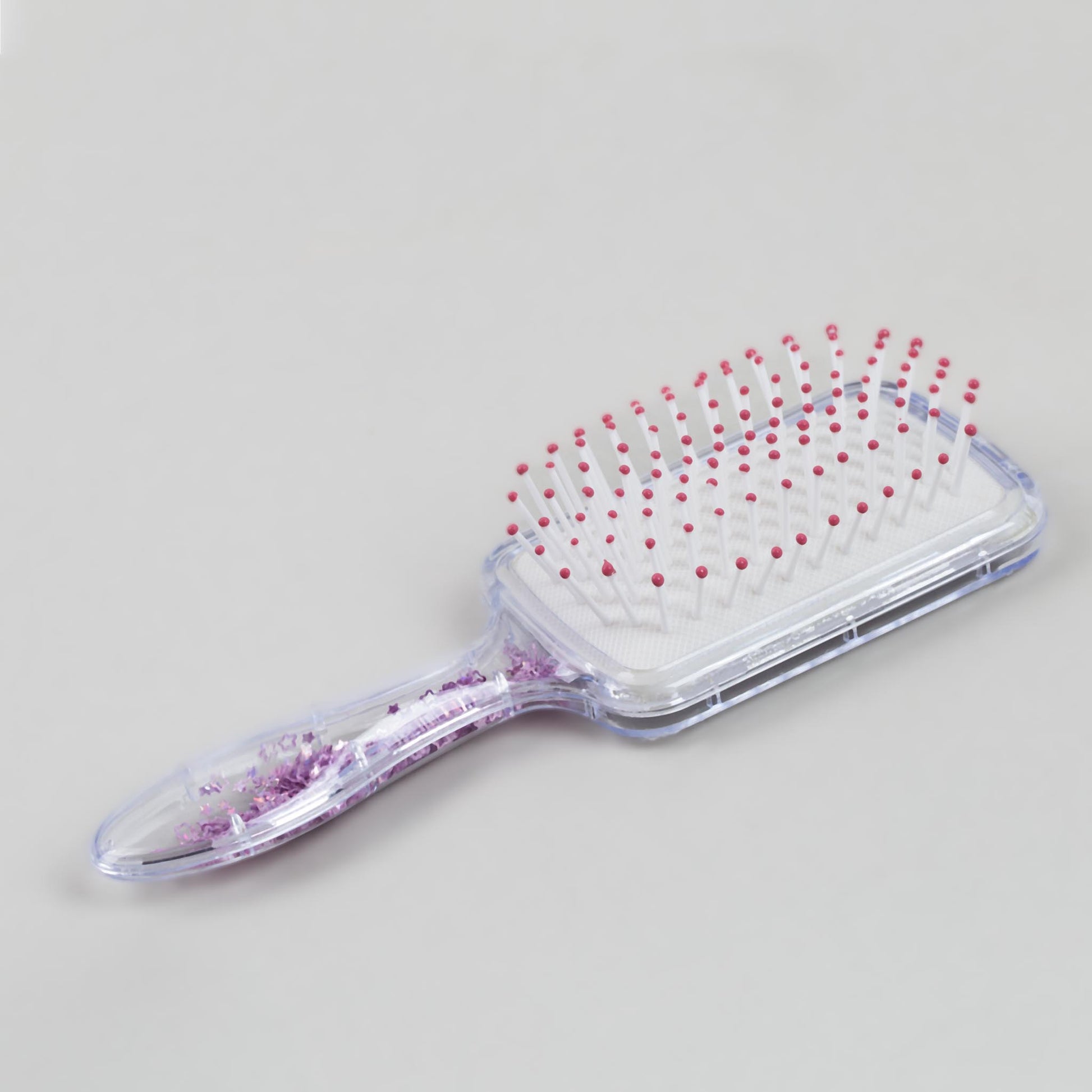 Perie păr copii pătrată, transparent cu confetti - U&Me