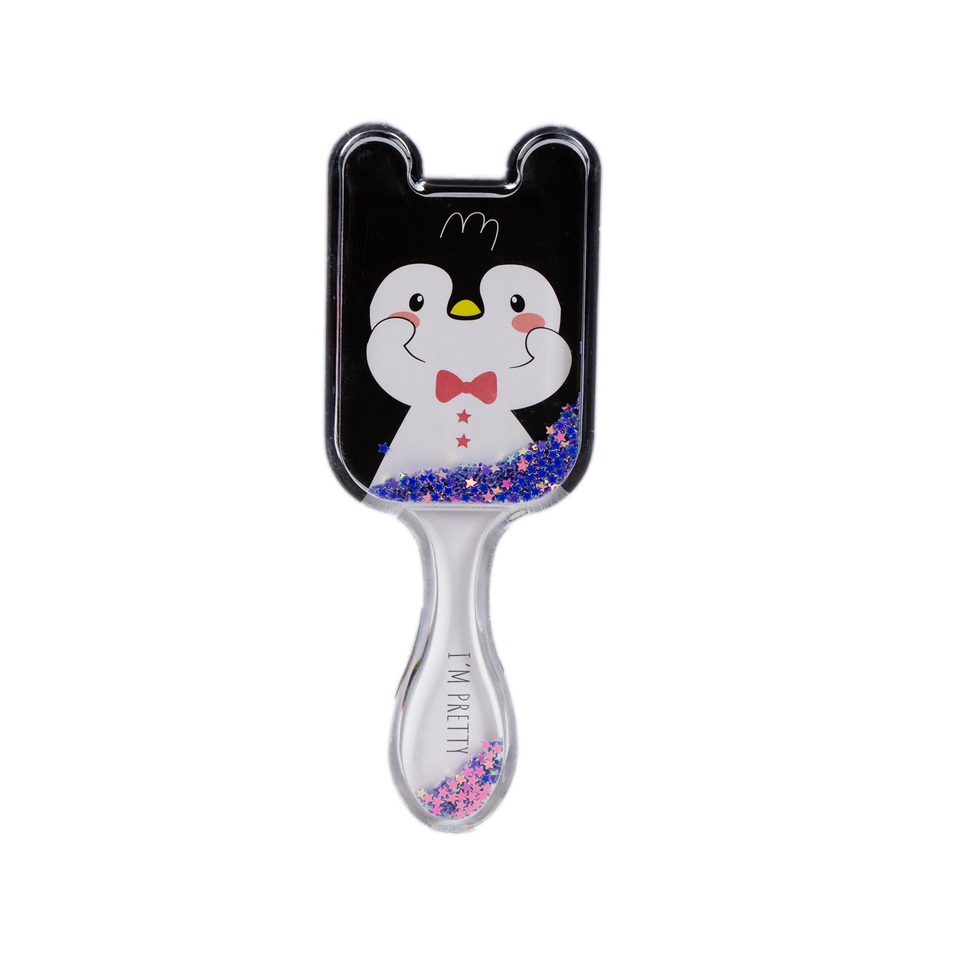 Perie pentru descurcat părul copii cu formă de vulpe, transparent cu confetti - Pretty Pinguin