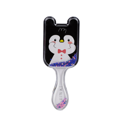 Perie pentru descurcat părul copii cu formă de vulpe, transparent cu confetti - Pretty Pinguin