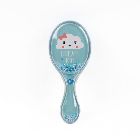 Perie pentru descurcat părul copii ovală, transparent cu confetti - Dream Big