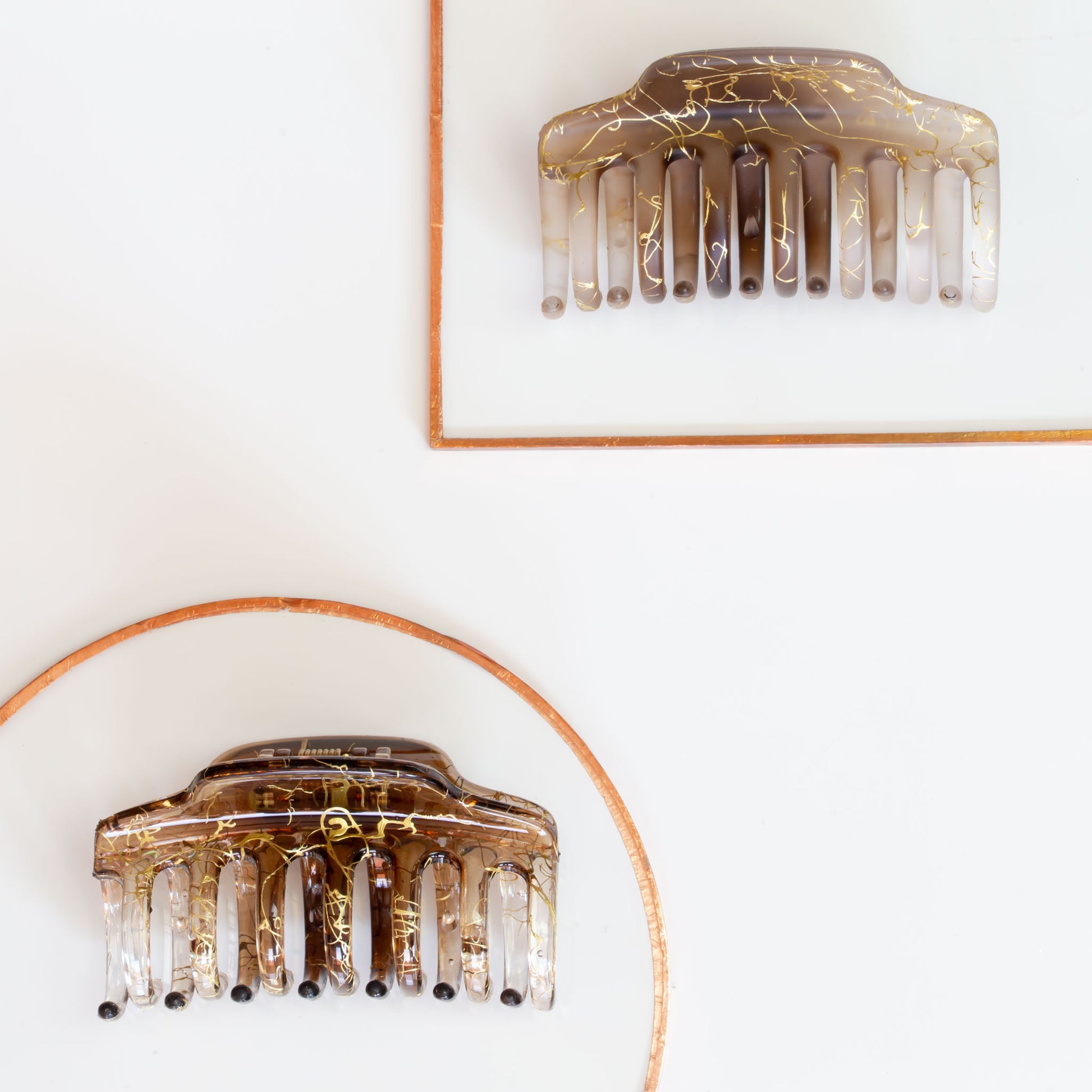 Set 2 clame păr cu accente aurii - Maro