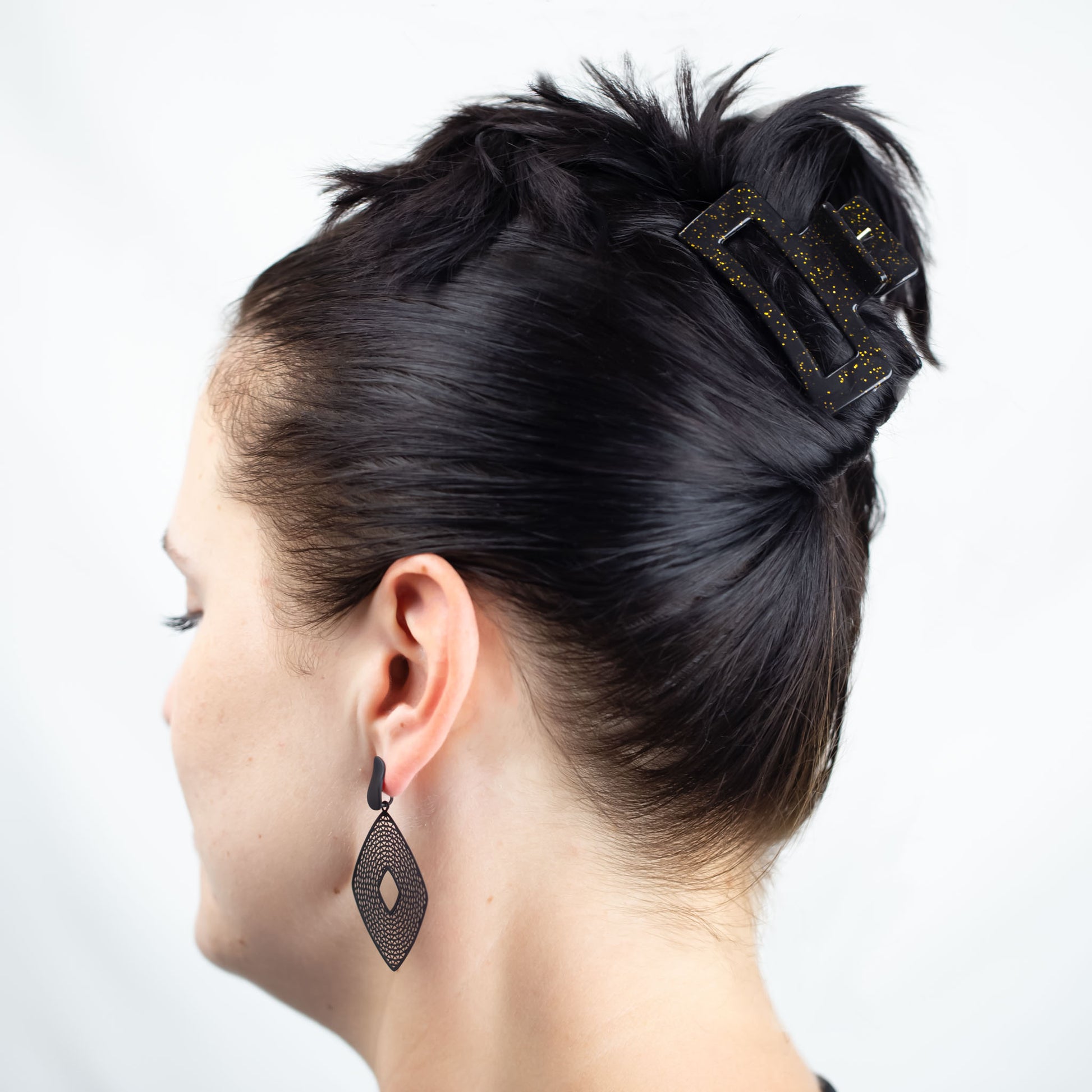 Set 2 clame păr cu puncte aurii - Negru