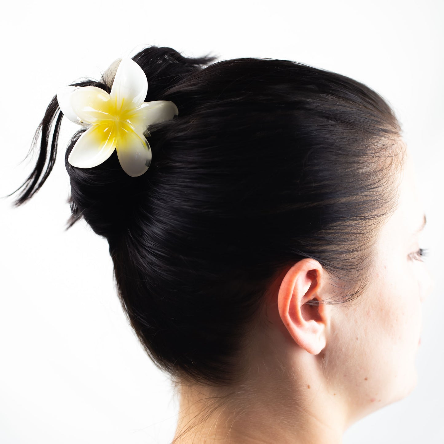 Set 2 clame păr în formă de floare Hawaii - Galben, Alb