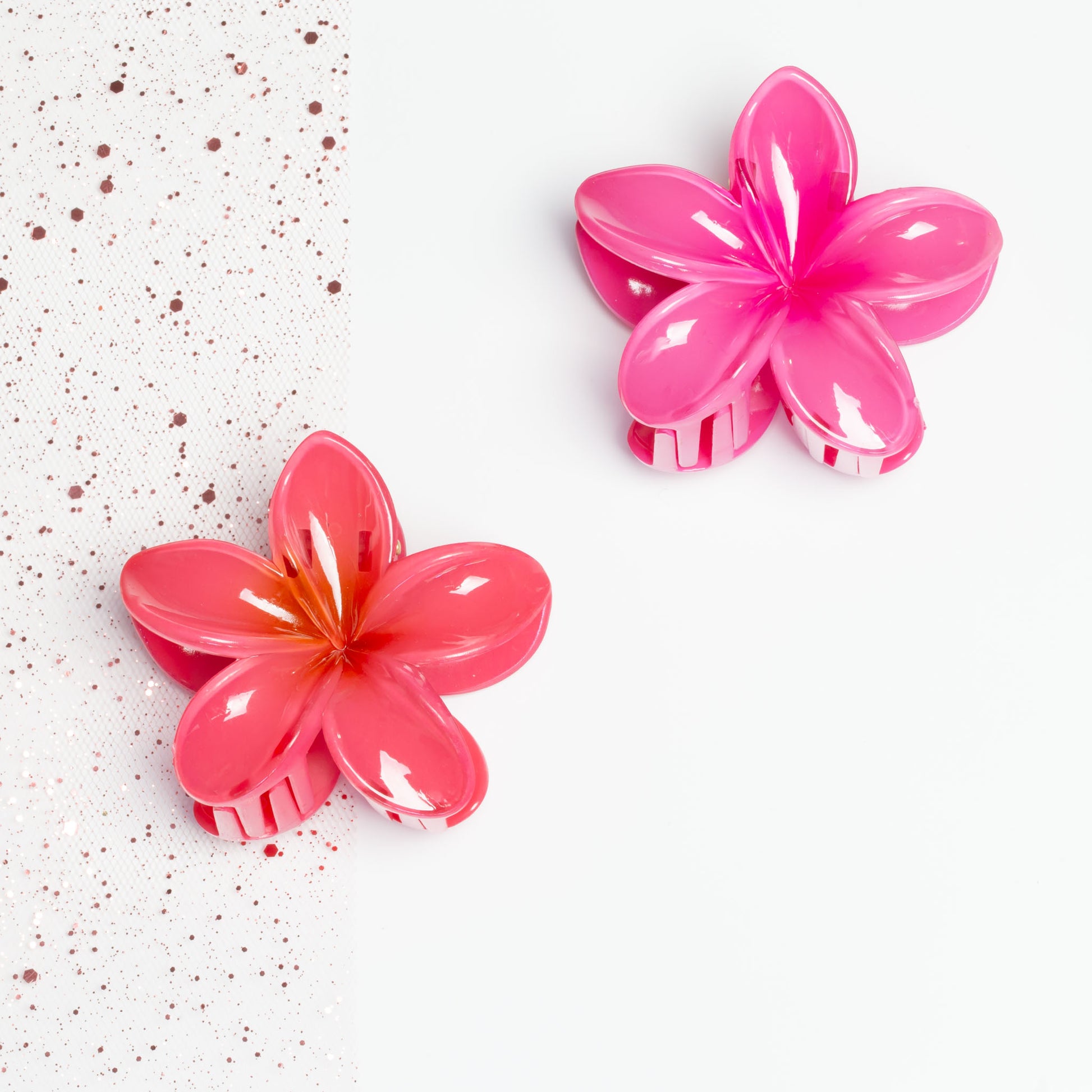 Set 2 clame păr în formă de floare Hawaii - Roz, Fucsia