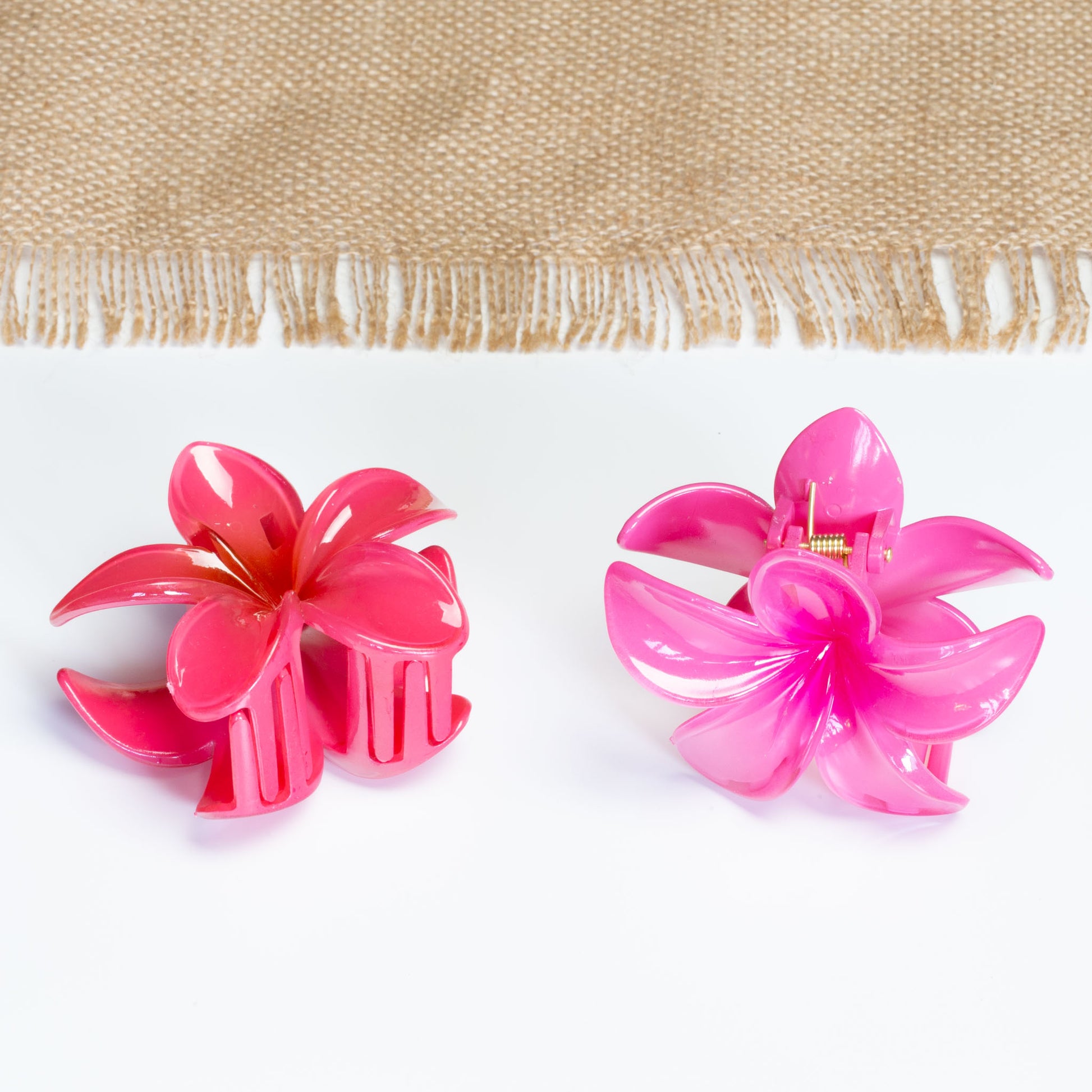 Set 2 clame păr în formă de floare Hawaii - Roz, Fucsia