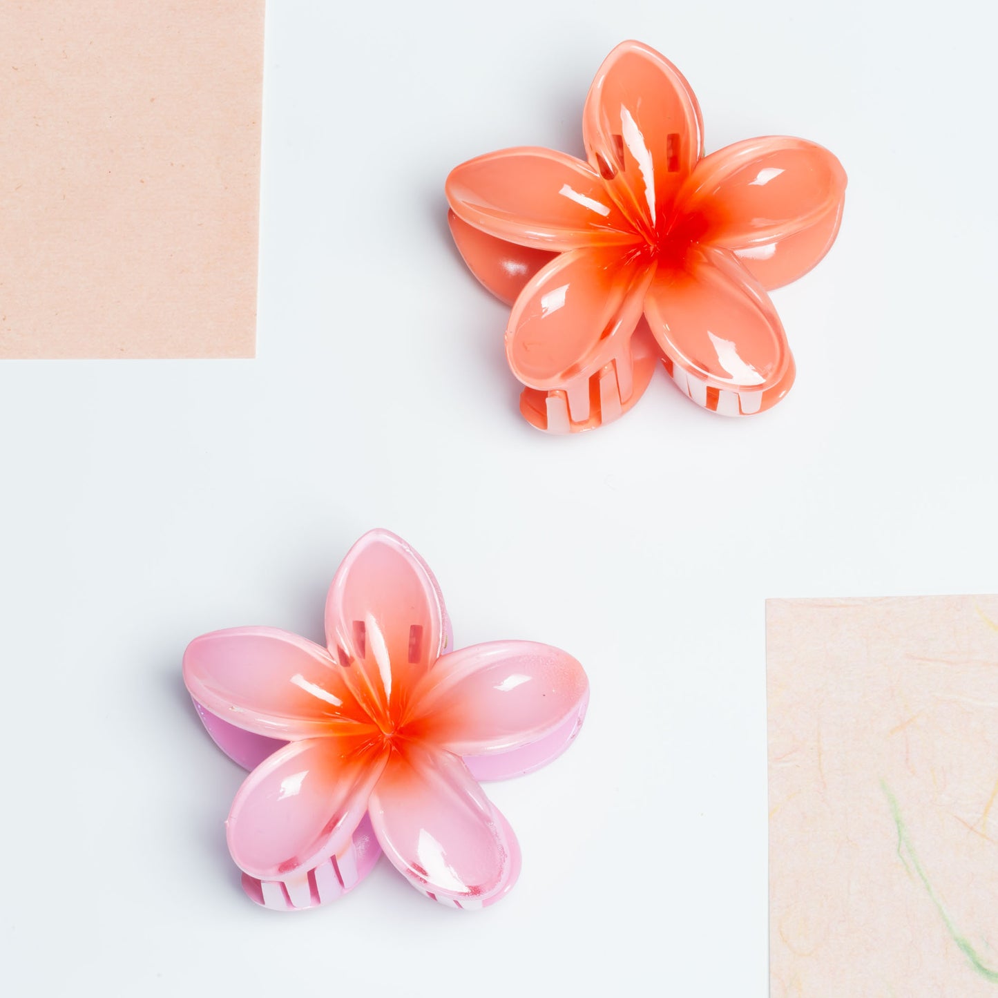 Set 2 clame păr în formă de floare Hawaii - Roz, Piersică