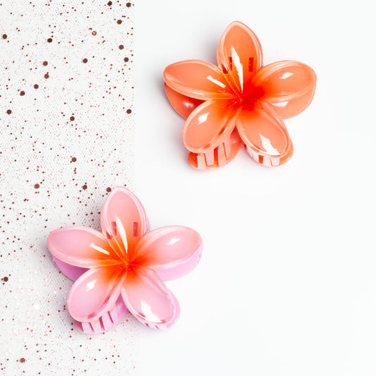Set 2 clame păr în formă de floare Hawaii - Roz, Piersică