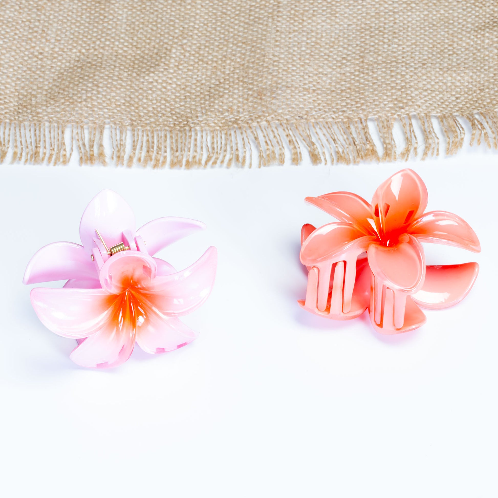 Set 2 clame păr în formă de floare Hawaii - Roz, Piersică