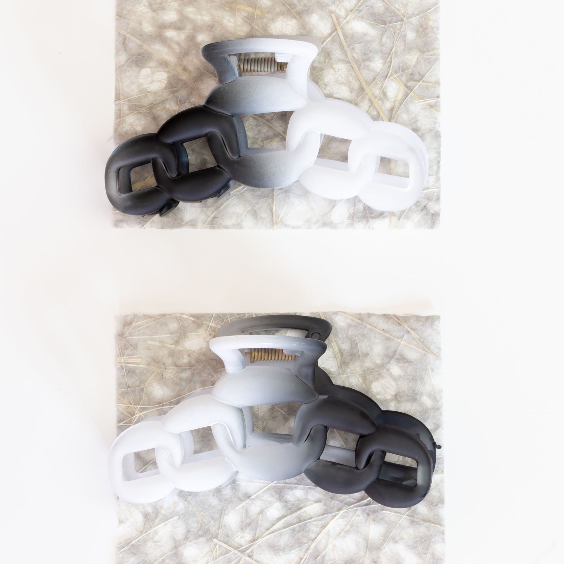 Set 2 clame păr mari în formă de zale cu textură de silicon - Neutral Mix