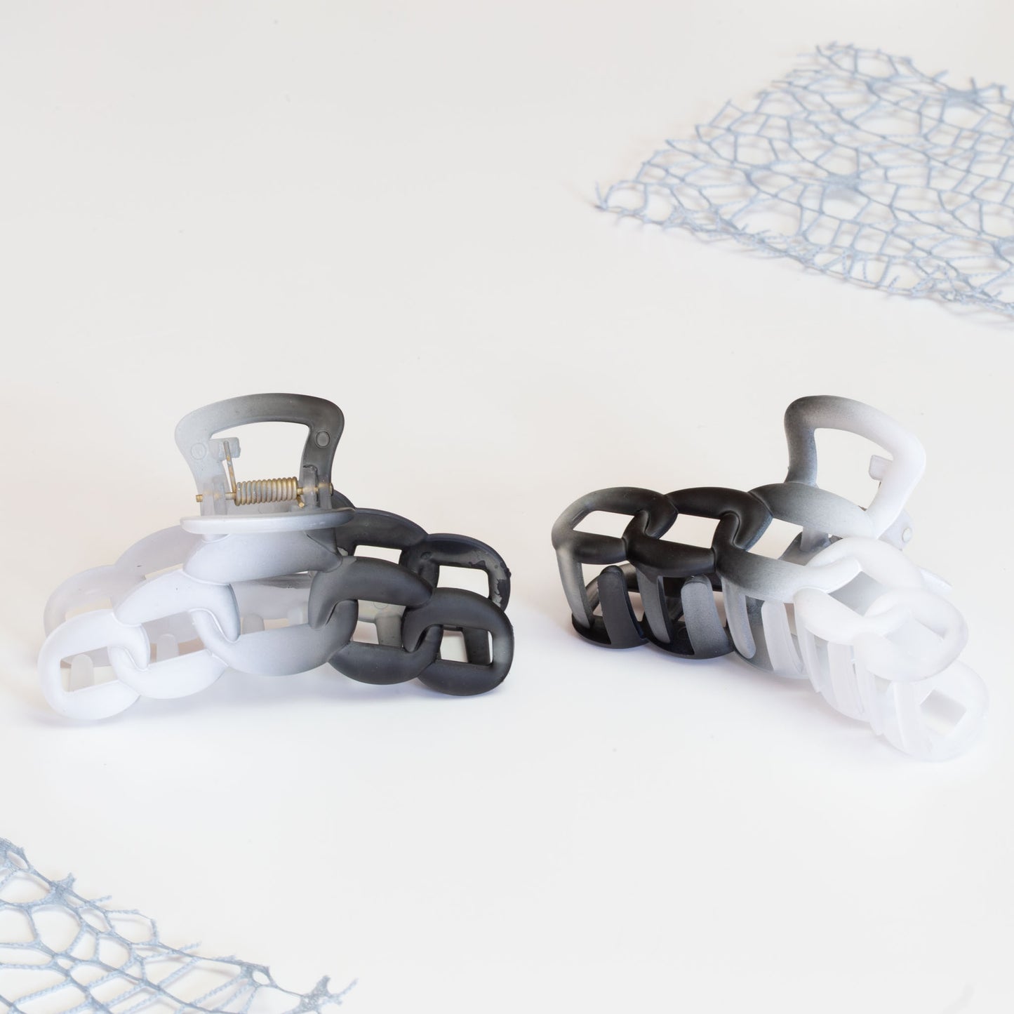 Set 2 clame păr mari în formă de zale cu textură de silicon - Neutral Mix