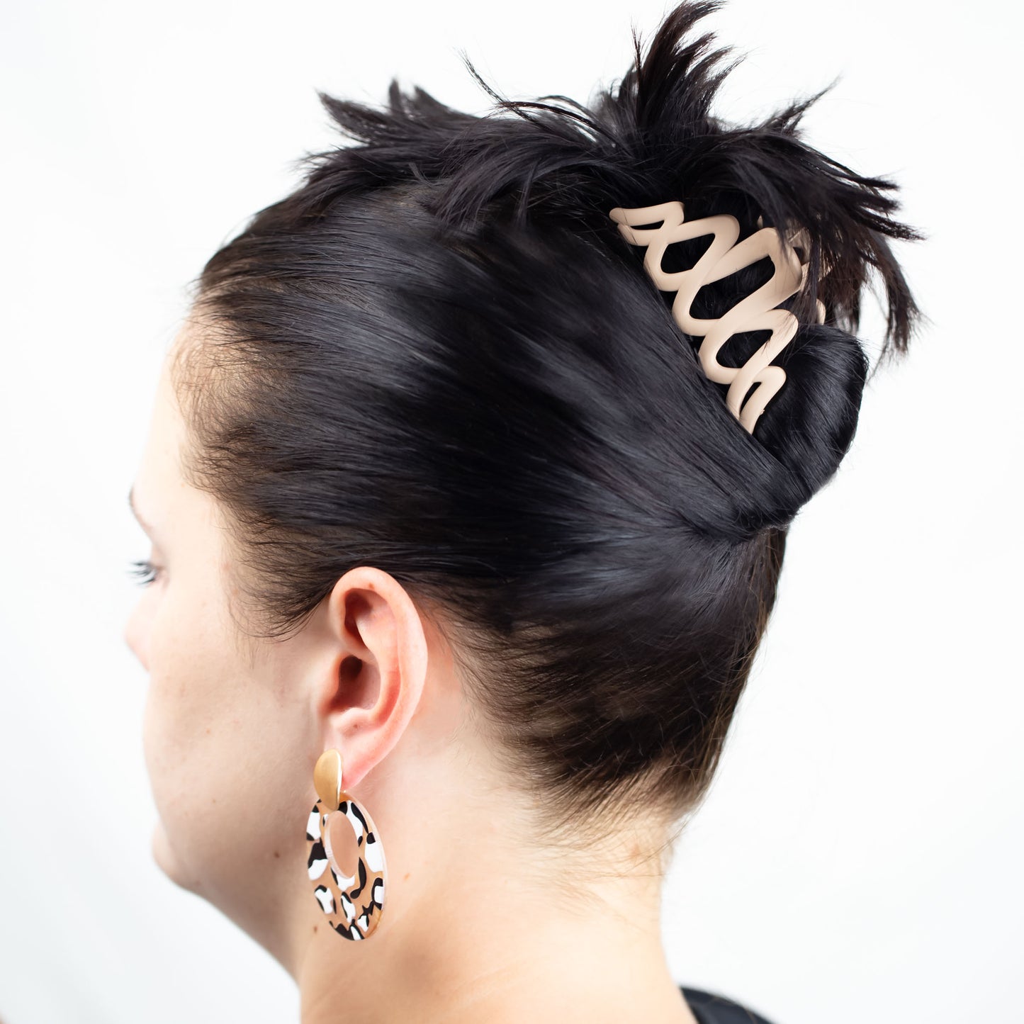 Set 2 clame păr progressive lines cu textură de silicon - Bej