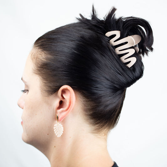 Set 2 clame păr progressive lines cu textură de silicon - Grej