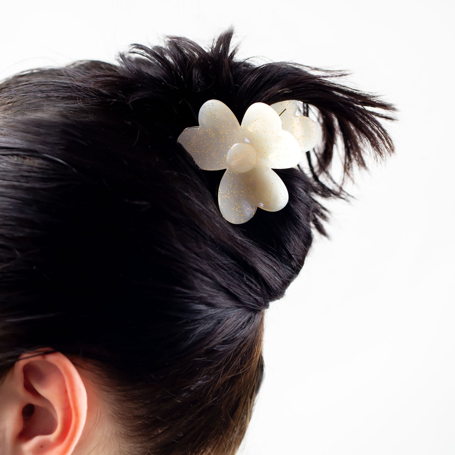 Set 3 clame păr în formă de floare cu puncte aurii - Sydney Mix